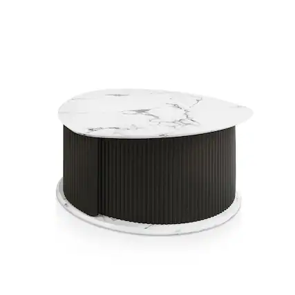 Front. Furniture of America - Talo Fluted Pedestal Triangle Storage Coffee Table - Black.