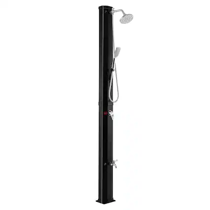 Front. Costway - Costway 7.2 FT 9.3 Gallon Solar Heated Shower w/ Rain Shower, Foot Shower & Hand Shower - Black.