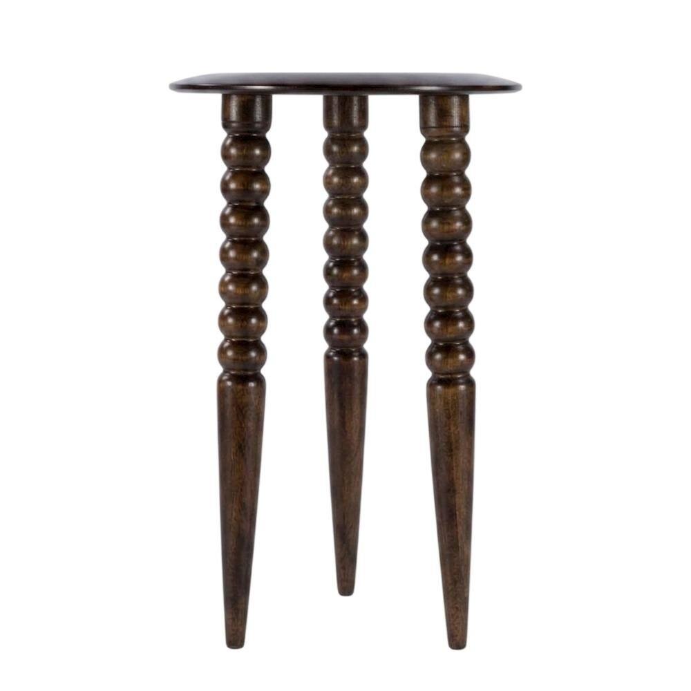Left. Starlight Canyon Home - Round Wood Side Table – Small Round Nightstand in Brown Mango Finish - Medium Brown.