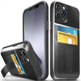 Vena - Legacy Shockproof Protective Leather Wallet Minimalist Case with Kickstand for Apple iPhone 12 Pro Max - Multicolored