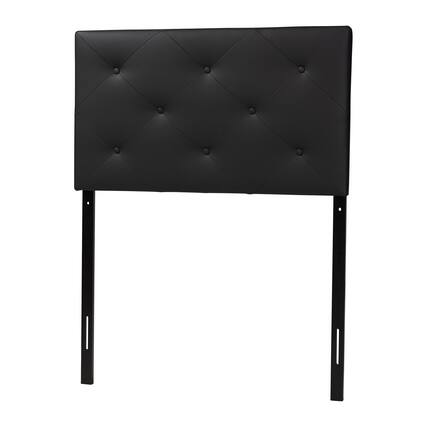 Front. Baxton Studio - Baltimore Modern and Contemporary Faux Leather Upholstered Twin Size Headboard - Black.
