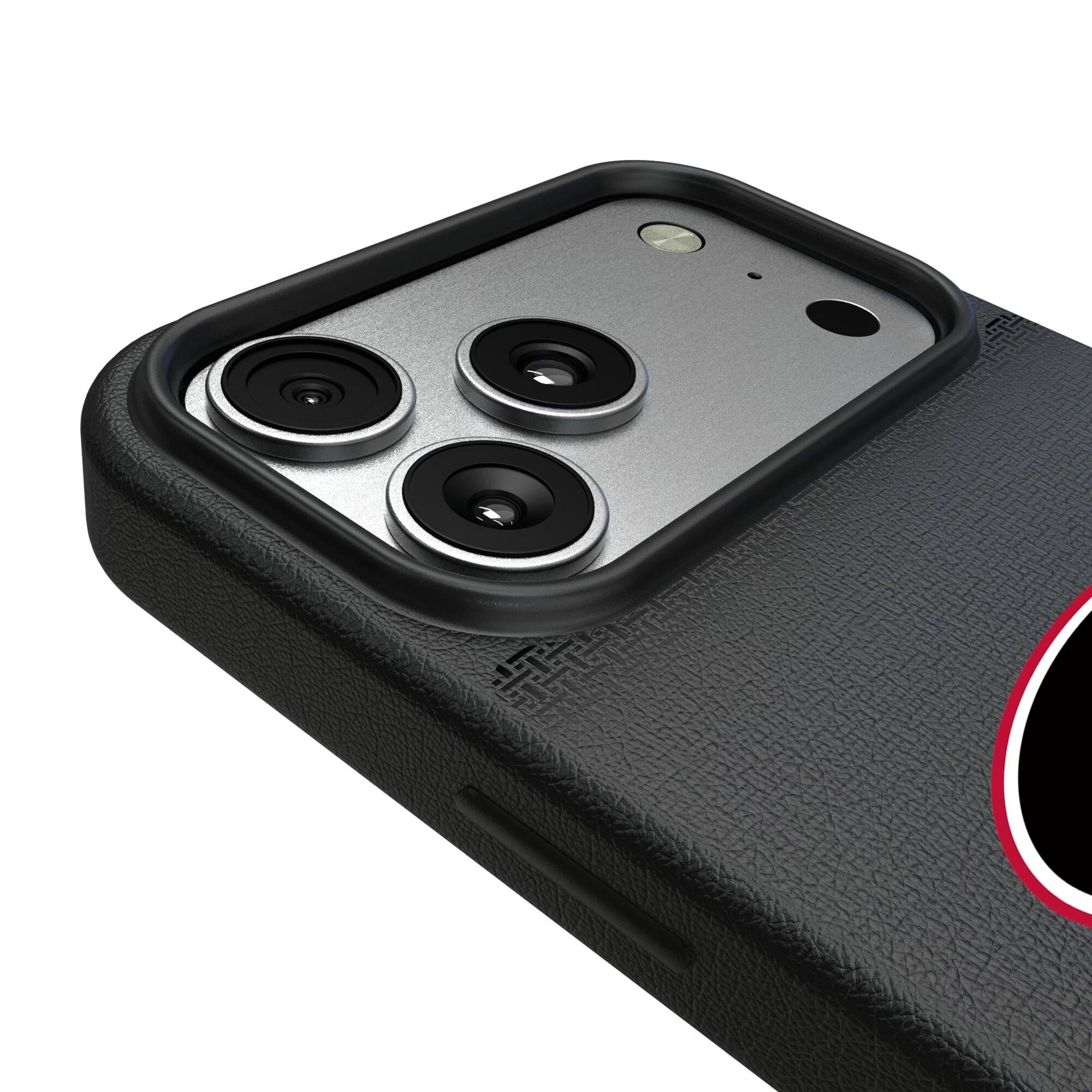Alt View 2. Keyscaper - Georgia Bulldogs Linen Logo iPhone Magnetic Bump Case - 15 Pro Max - Black.