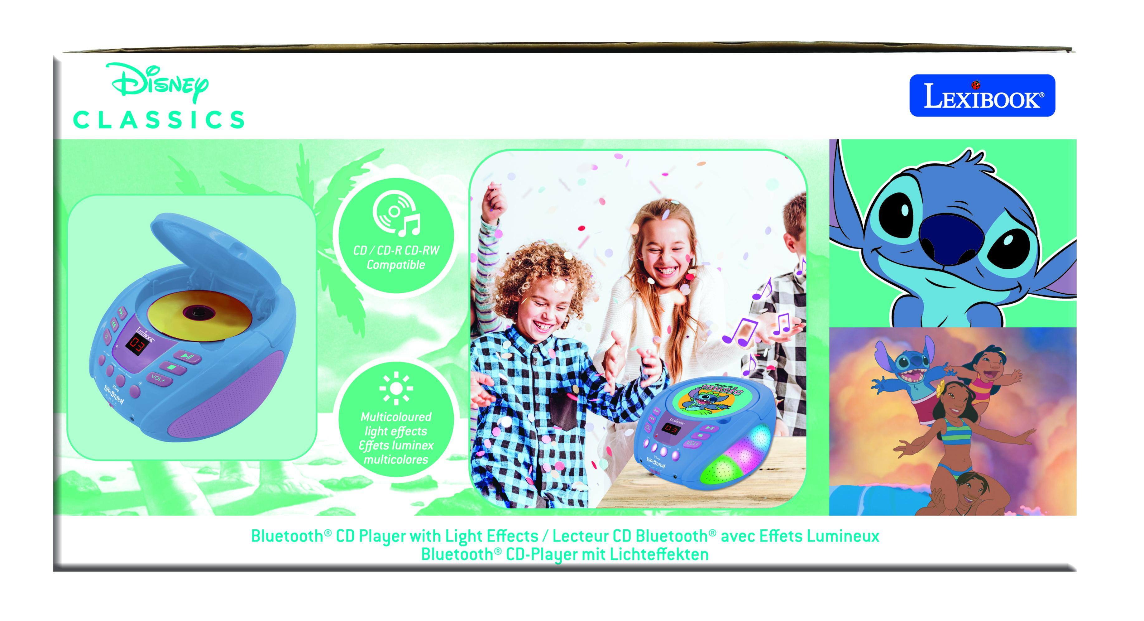 Disney CLASSICS LEXIBOOK CD / CD-R CD-RW Compatible  
Multicoloured light effects / Effets lumineux multicolores  
Bluetooth® CD Player with Light Effects / Lecteur CD Bluetooth avec Effets Lumineux / Bluetooth® CD-Player mit Lichteffekten