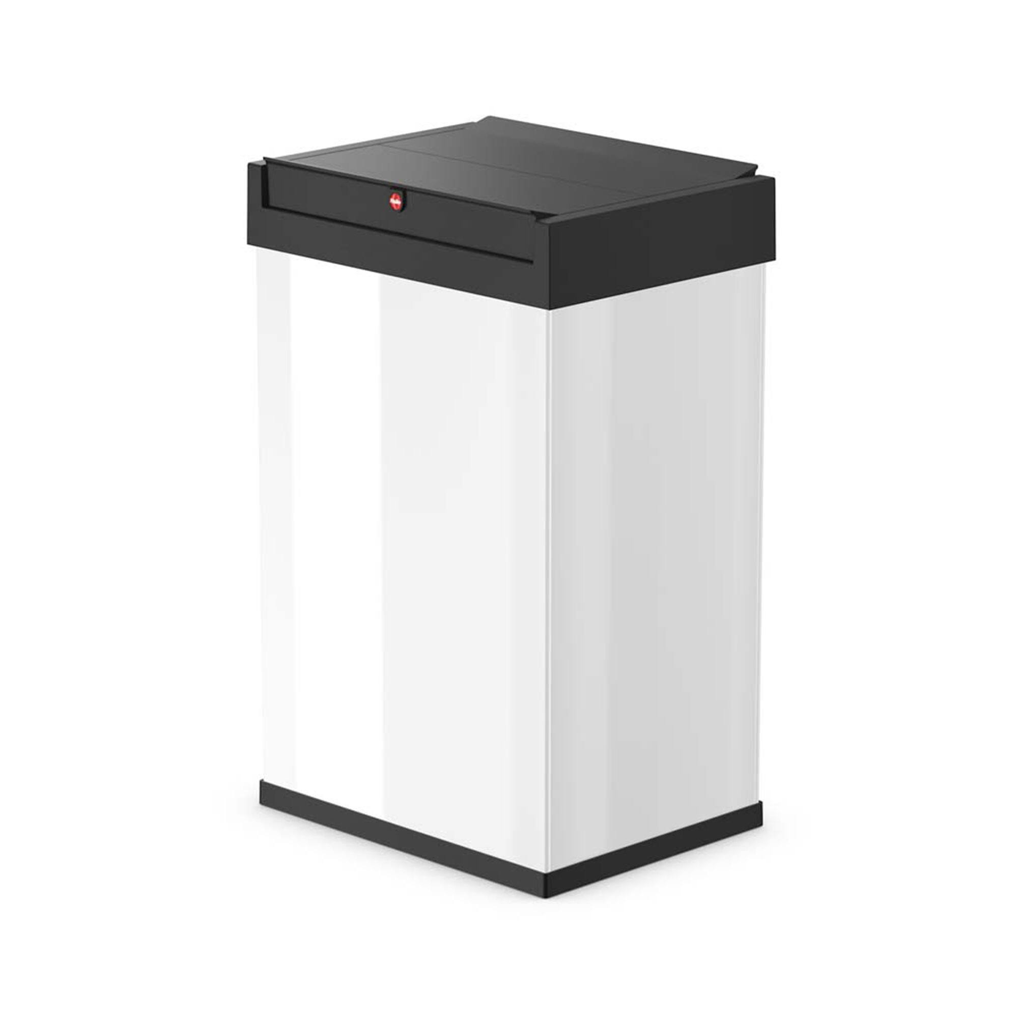 Hailo - Big-Box Swing Trash Bin, 9.2 Gallon, Non-Slip Base, with Black Lid - White