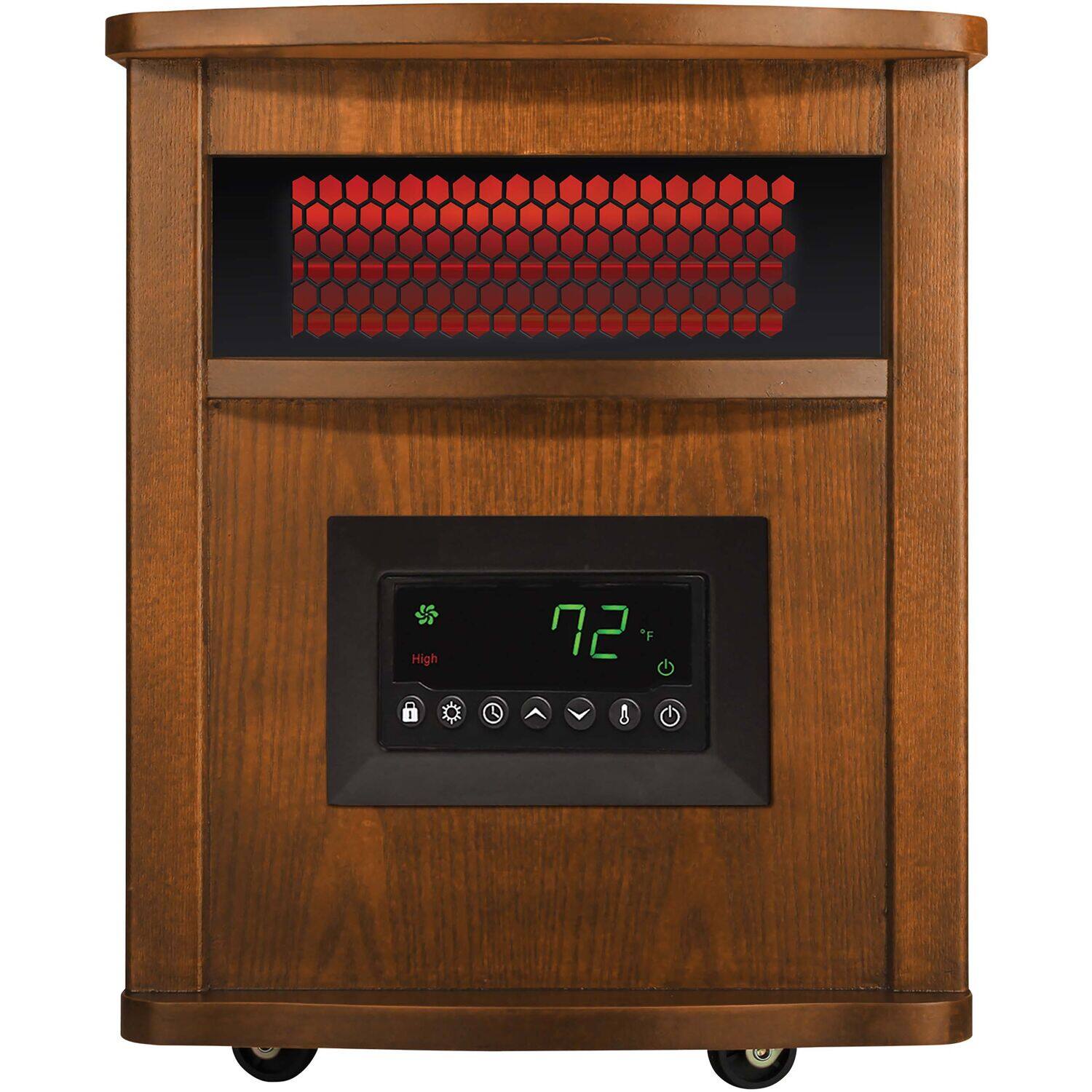 Front. Lifesmart - 8-Tube Infrared Element Cabinet Heater - Brown.