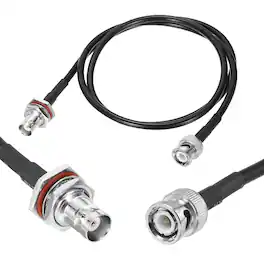 Unique Bargains - RG58 BNC to BNC 3.3ft, 50 Ohm LL BNC M to F Bulkhead Coax Jumper for Spectrum Analyzer, Antenna, Ham Radio, Oscilloscope - Black