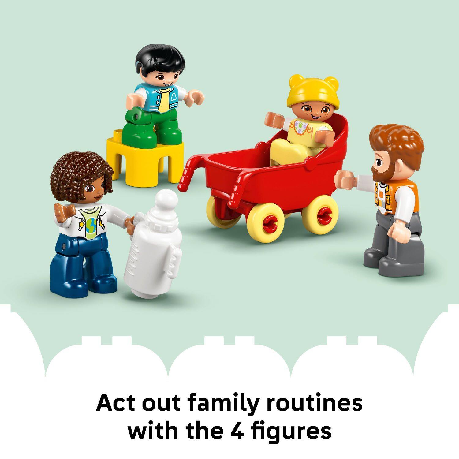 Act out family routines with the 4 figures