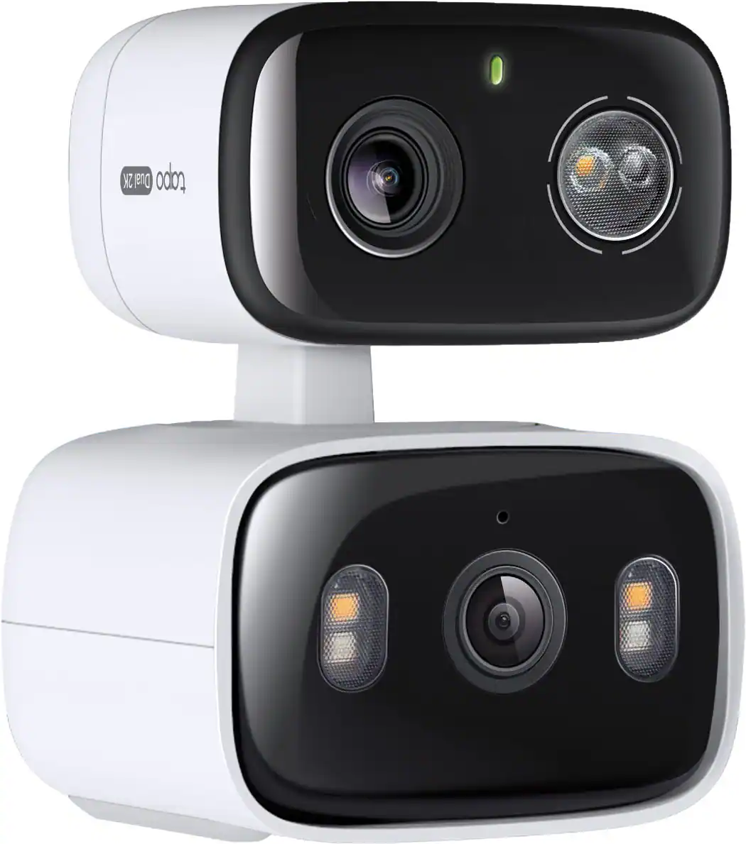 TP-Link - Tapo Wired Dual-Lens, Pan-Tilt Security 2K QHD Camera, 360° Coverage - No Monthly Fees - White