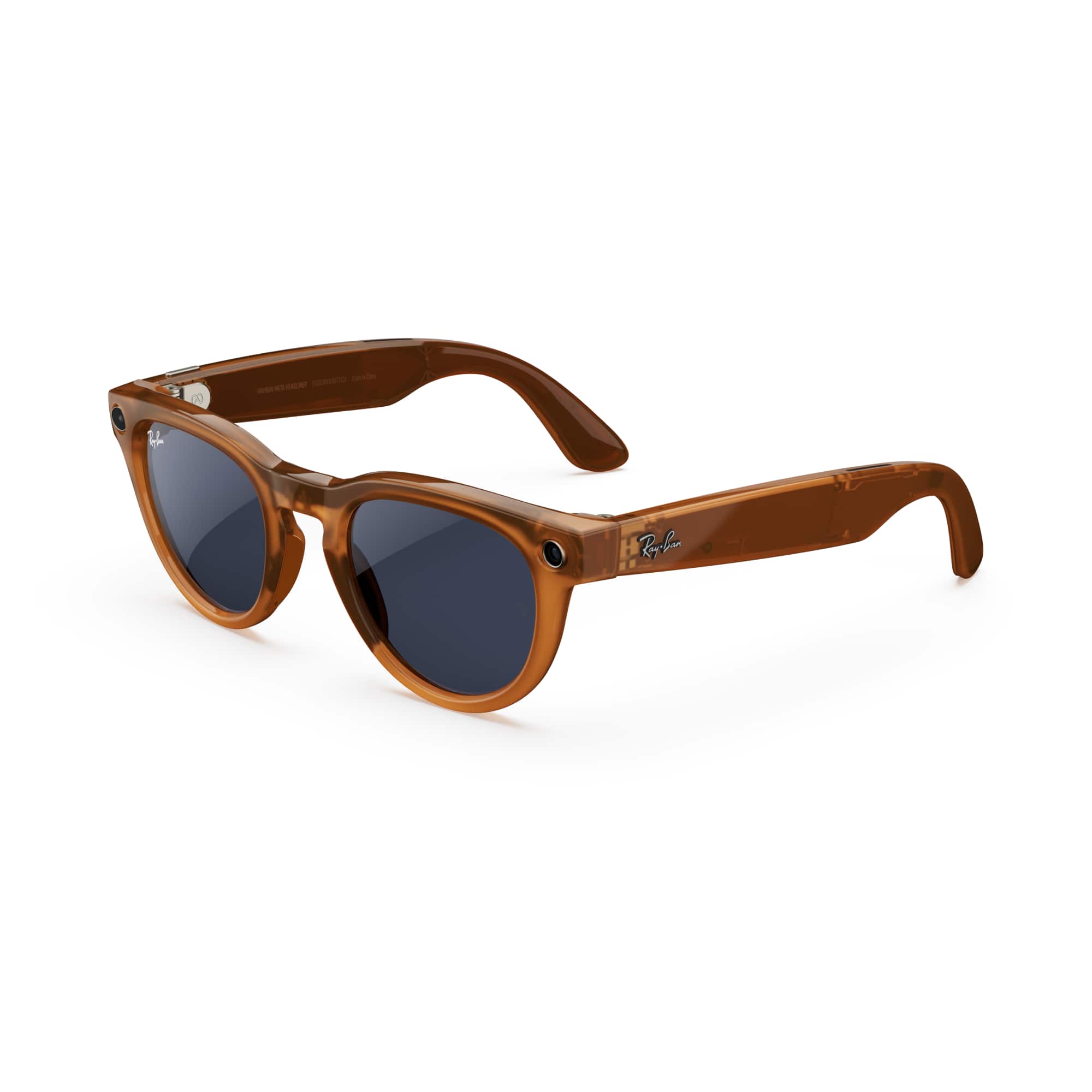Ray-Ban Meta - Headliner (Gen 1) glasses with Meta Ai, Audio, Photo, Video Compatibility - Clear to Blue Transition Lenses - Shiny Caramel - Front_Zoom