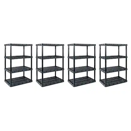 Front. Gracious Living - Gracious Living XL 4 Shelf Knect A Shelf Ventilated Storage, Black, 4 Pack - Black.