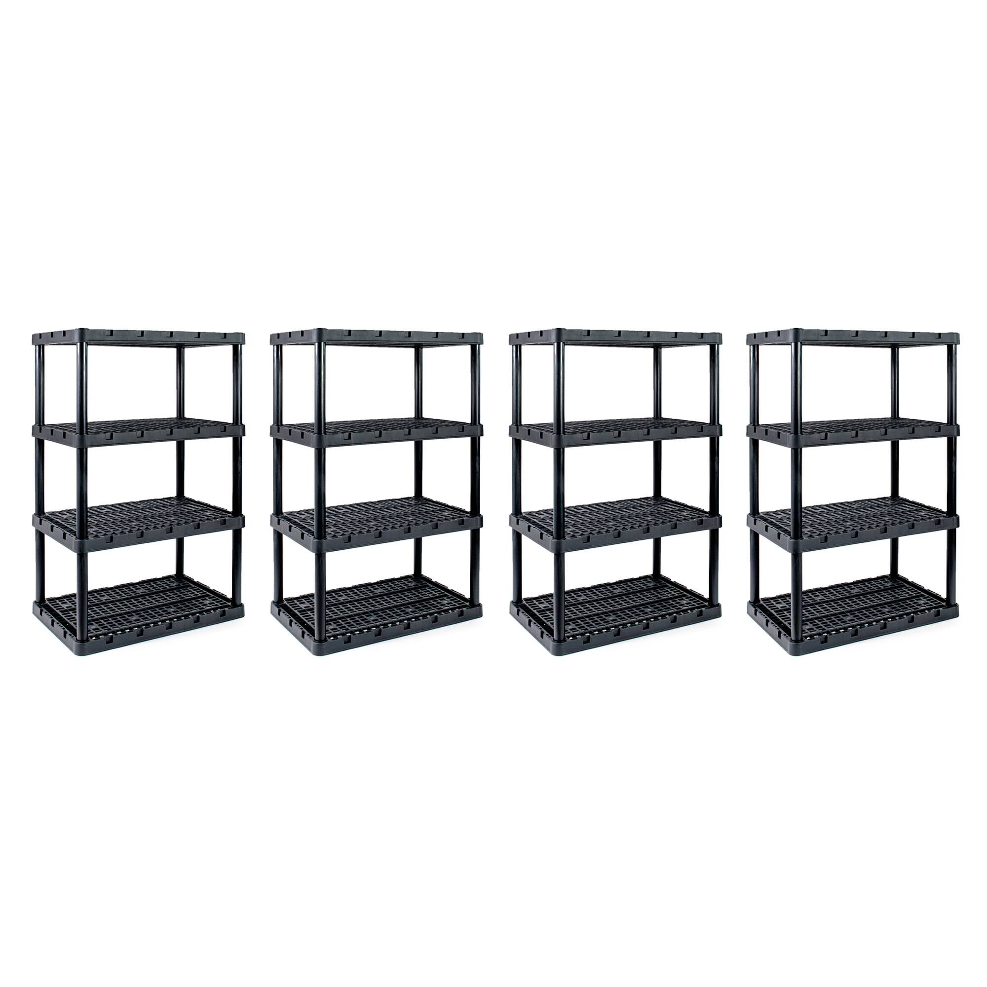 Front. Gracious Living - Gracious Living XL 4 Shelf Knect A Shelf Ventilated Storage, Black, 4 Pack - Black.