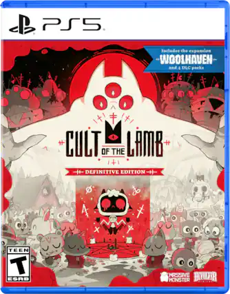 PS5 Includes the expansion WOOLHAVEN and 4 DLC packs
CULT OF THE LAMB
DEFINITIVE EDITION
TEEN T ESRB
MASSIVE MONSTER
DEVLVER DIGITAL - T (Teen 13+)