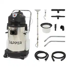 Dapper Supply - Commercial 4-in-1 Wet/Dry Carpet Extractor, 100 PSI, 2.6 Gal. Solution, 8 Gal. Recovery Tank, 2-Year Warranty - Gray