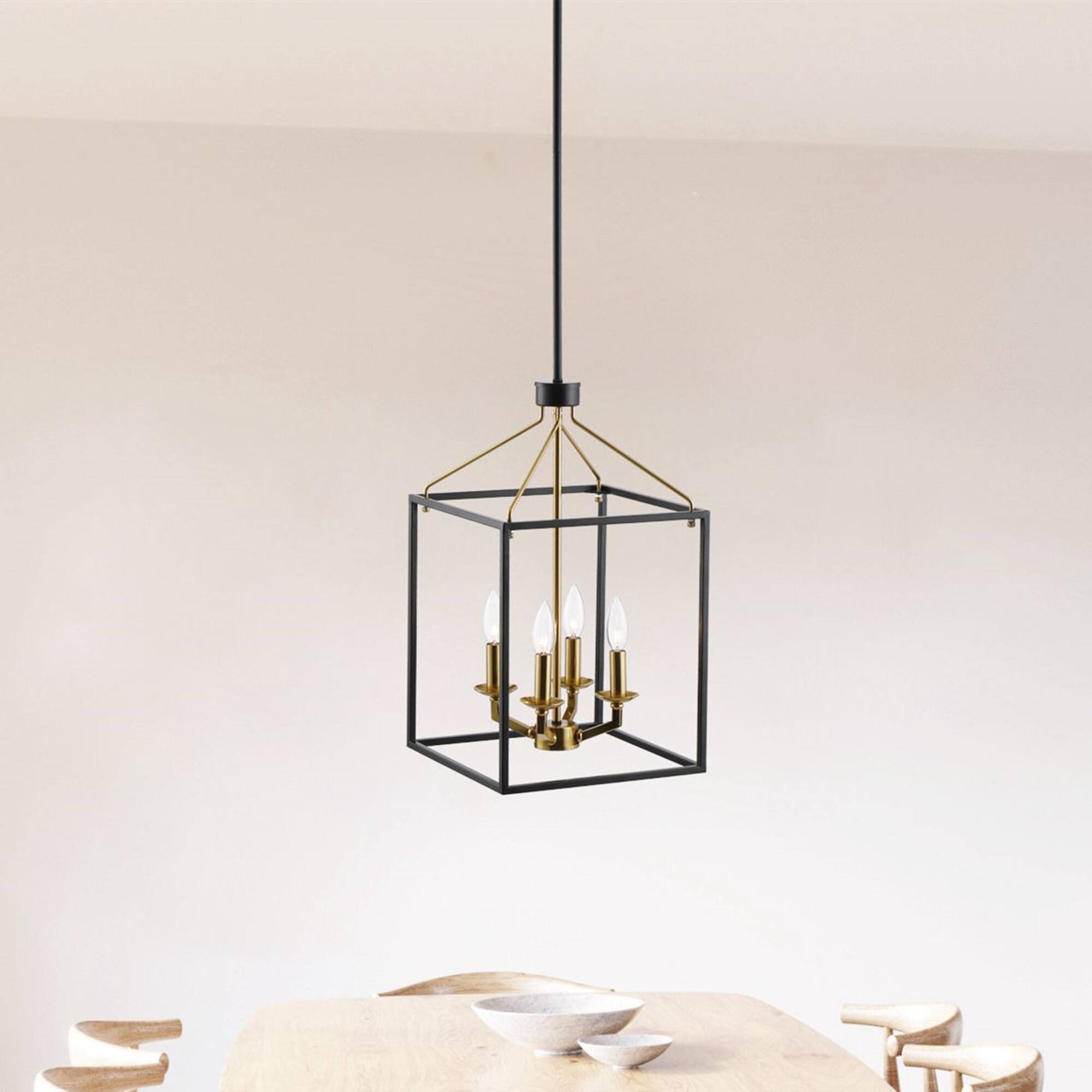 Angle. Parrot Uncle - Modern Black 4-Light Open-Frame Chandelier - Black.