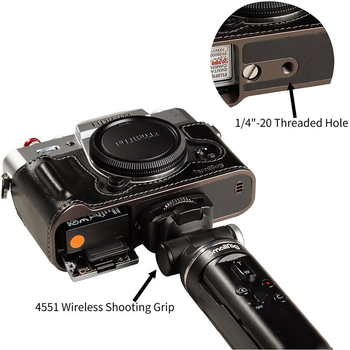 L FF25000 e. KS CAMER DIGITA FUJIFIL AMAL ETI FURRAZZN HL 1/4"-20 Threaded Hole e E I 1m JOPEW Smalling T W 4551 Wireless Shooting Grip G ON OFF