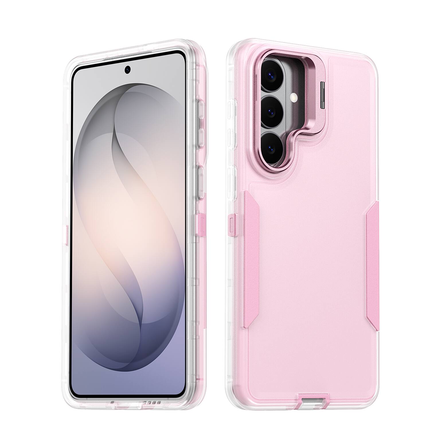 Angle. Dteck - For Samsung Galaxy A17 5G/A16 5G/A26 Rugged Case, Heavy Duty Dual Layer Shockproof Lens Kickstand Drop Protection Cover - Pink.