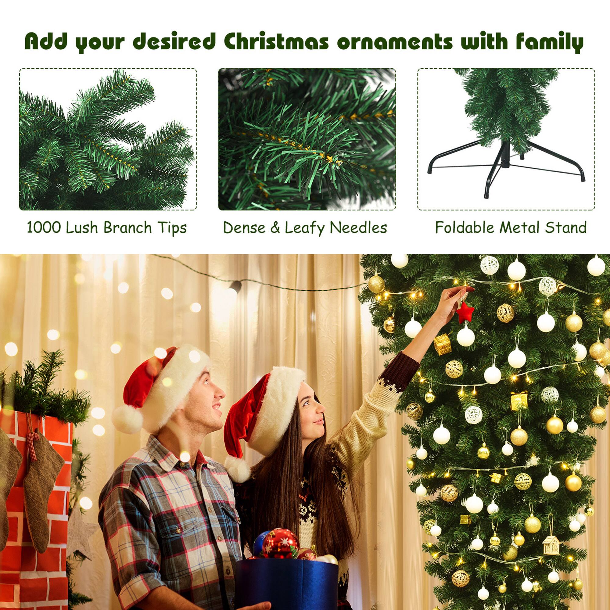 Add your desired Christmas ornaments with family

1000 Lush Branch Tips  
Dense & Leafy Needles  
Foldable Metal Stand