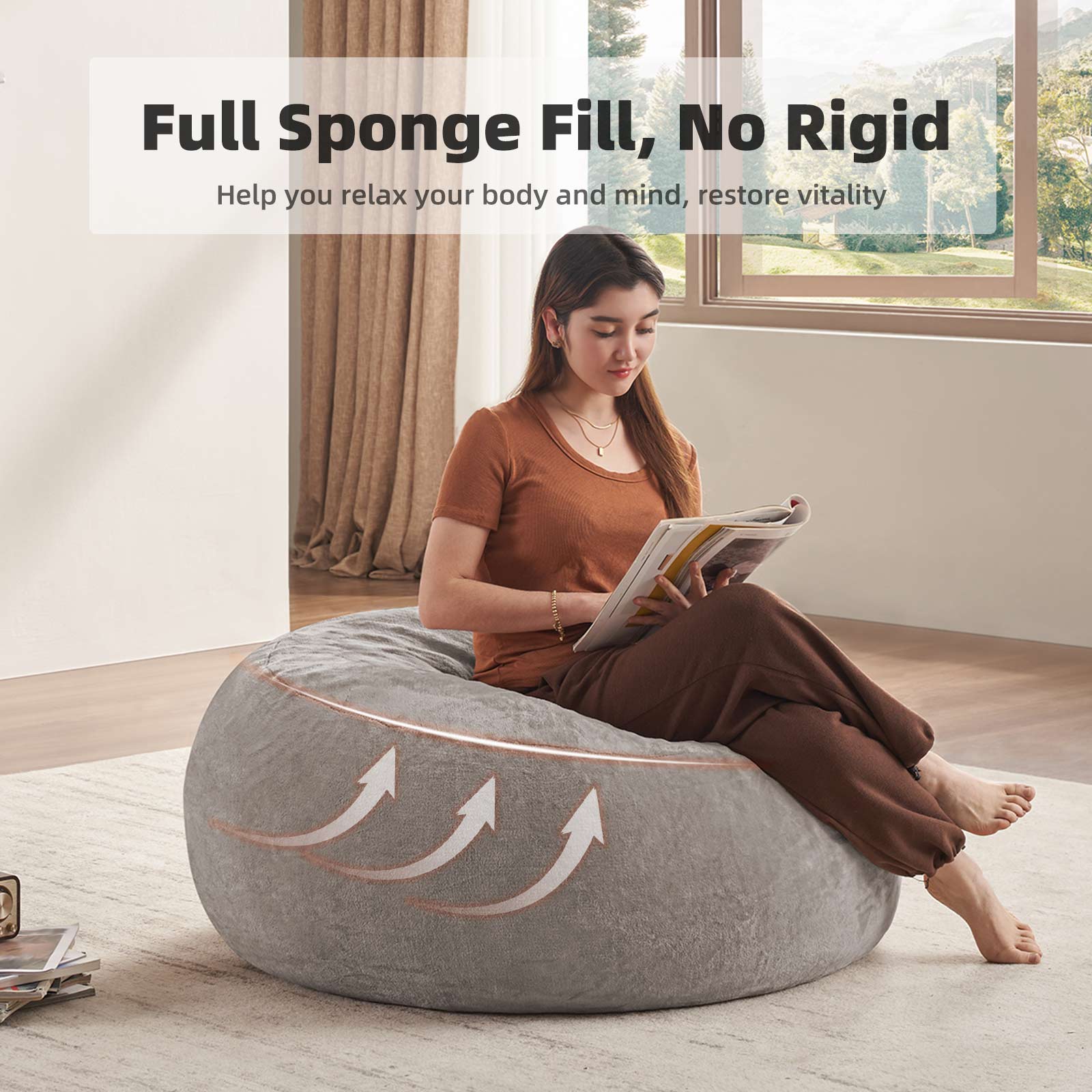 Full Sponge Fill, No Rigid  
Help you relax your body and mind, restore vitality