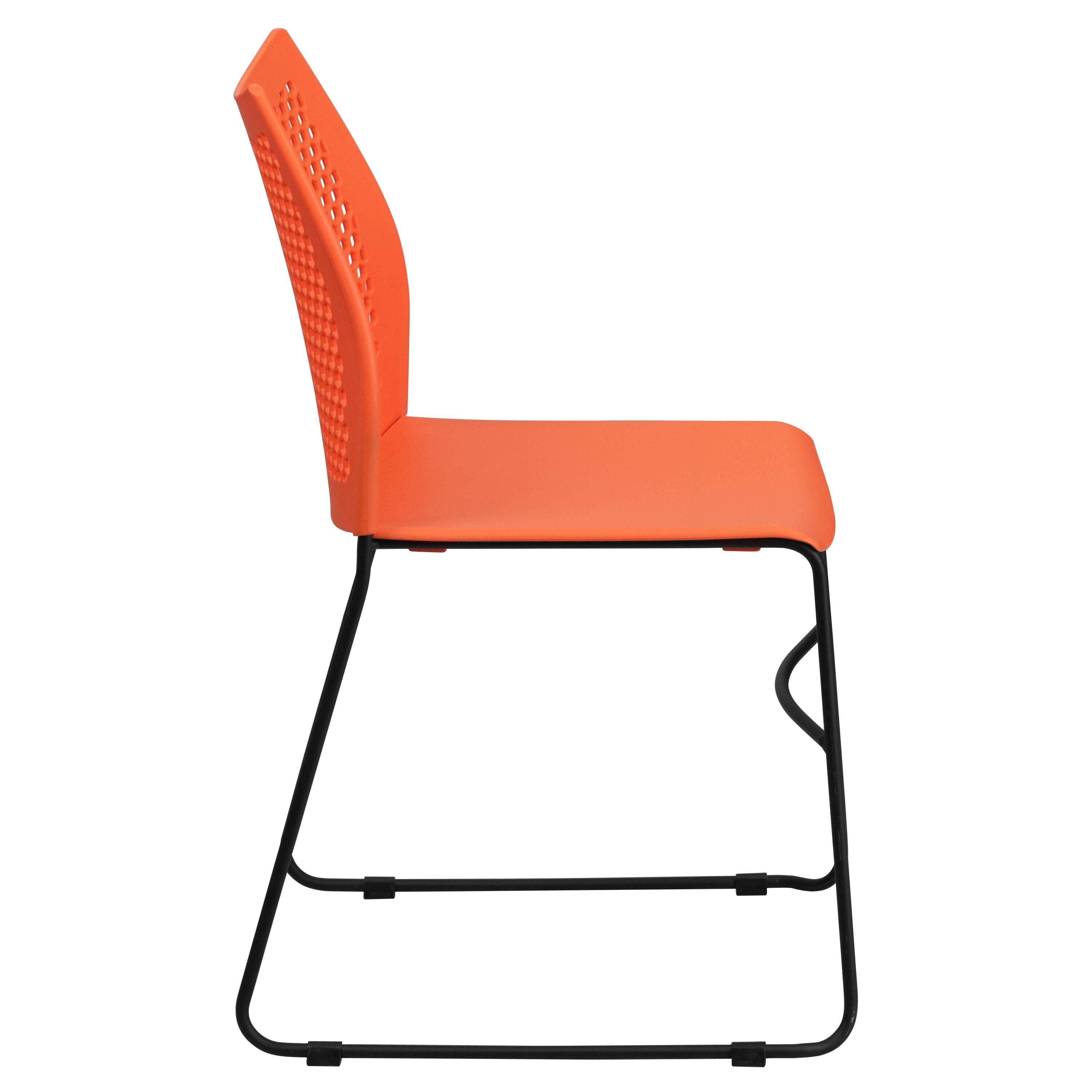 Alt View 6. Emma + Oliver - Home and Office Sled Base Stack Chair with Air-Vent Back - Guest Chair - Orange.