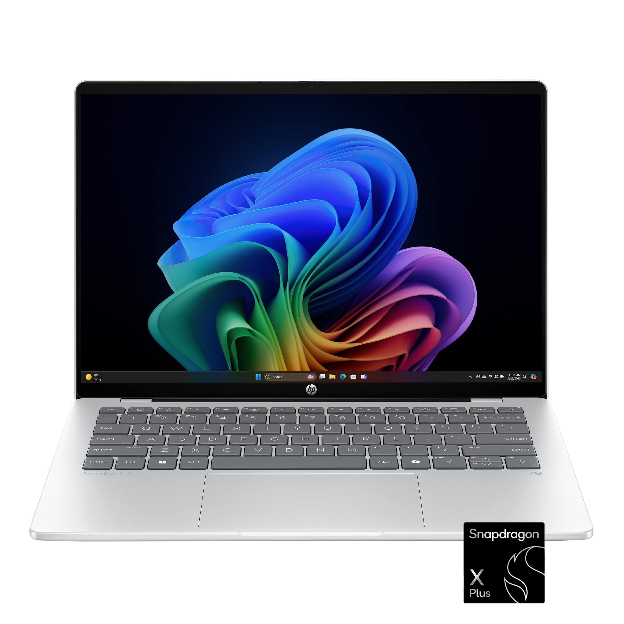 HP - OmniBook 5 - Copilot+ PC - 14" 2K OLED Touch-Screen Laptop - Snapdragon X Plus - 16GB Memory - 512GB SSD - Glacier Silver