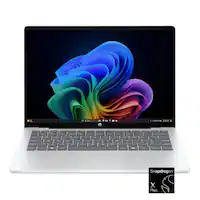 HP - OmniBook 5 - Copilot+ PC - 14" 2K OLED Touch-Screen Laptop - Snapdragon X Plus 2025 - 16GB Memory - 512GB SSD - Glacier Silver - Front_Zoom