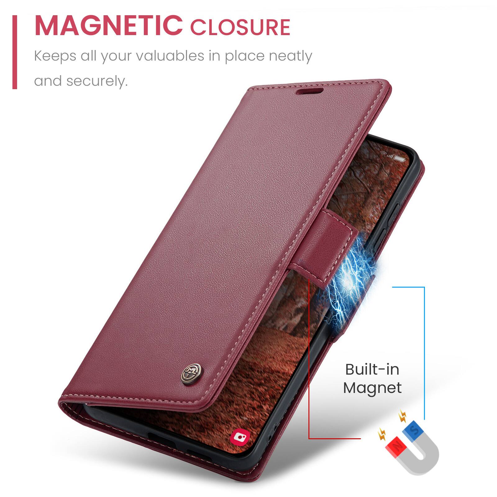 MAGNETIC CLOSURE  
Keeps all your valuables in place neatly and securely.  
Built-in Magnet