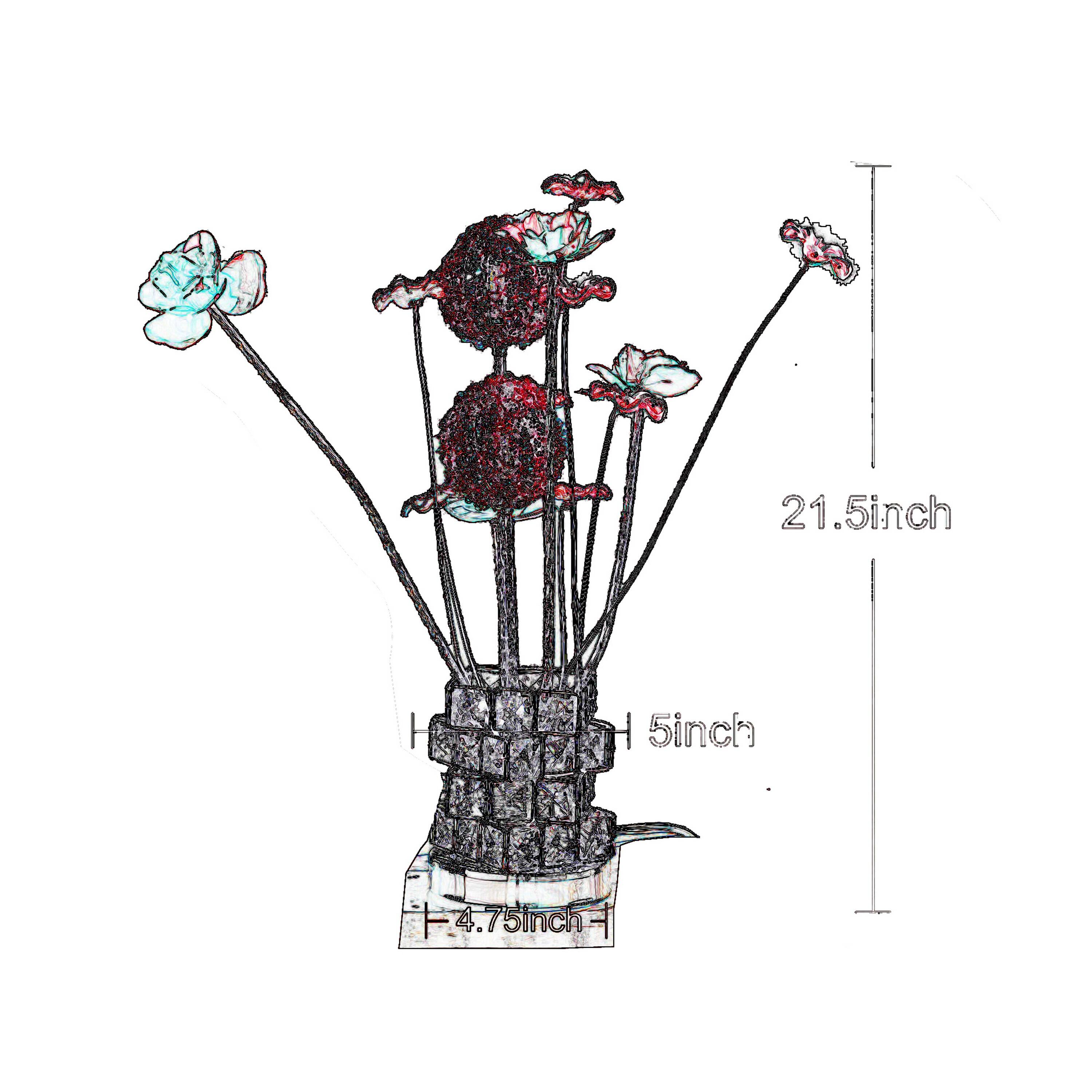 Manhattan Lane Accent Table Lamp, LED, Roses, Crystal Square Vase ...