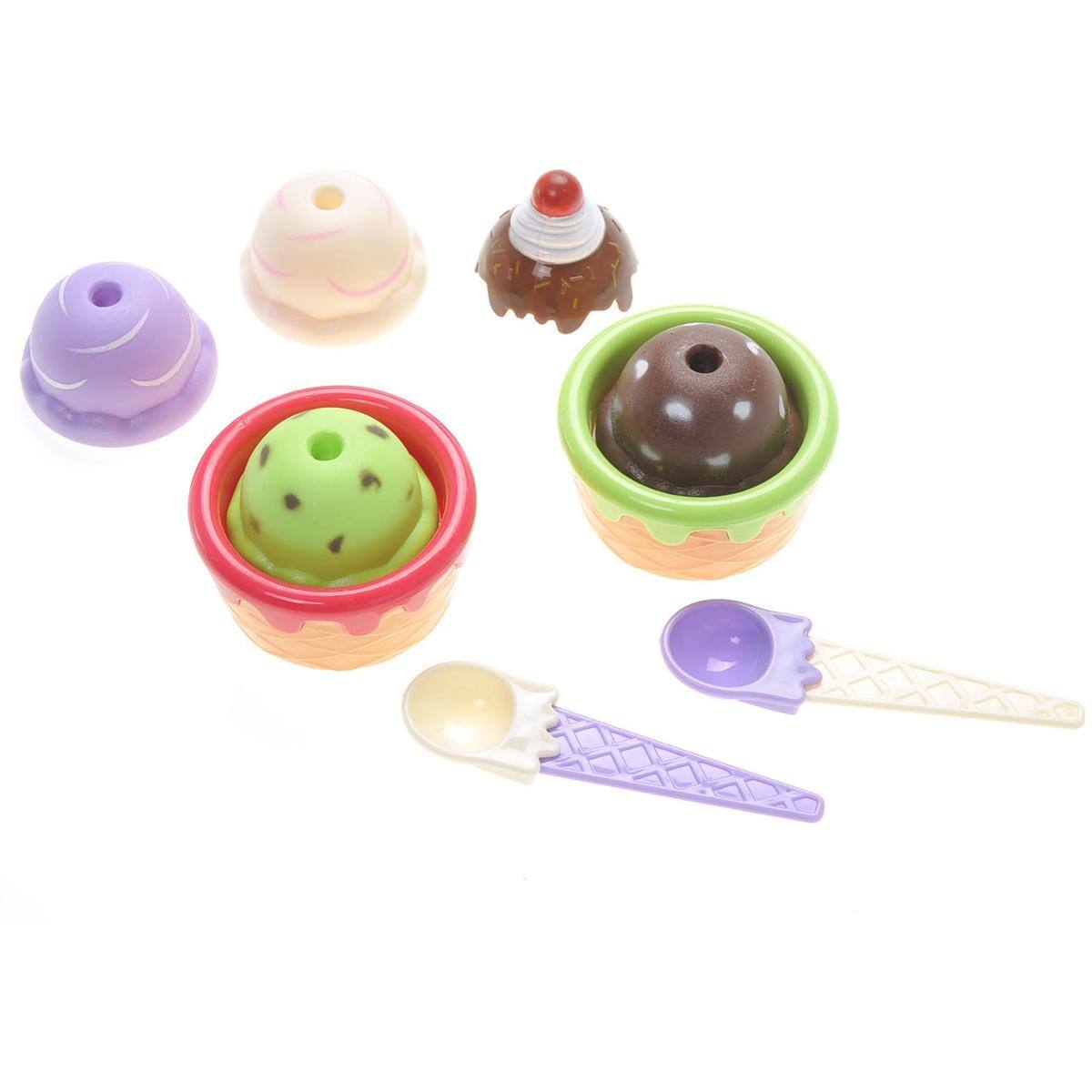 Left. JuzToys - Play Food Sets for Kids Kitchen, Ice Cream Toy Set with Ice Cream Scooper, Cones and Cups, Pretend Play for Toddlers 3-5 - Multi.
