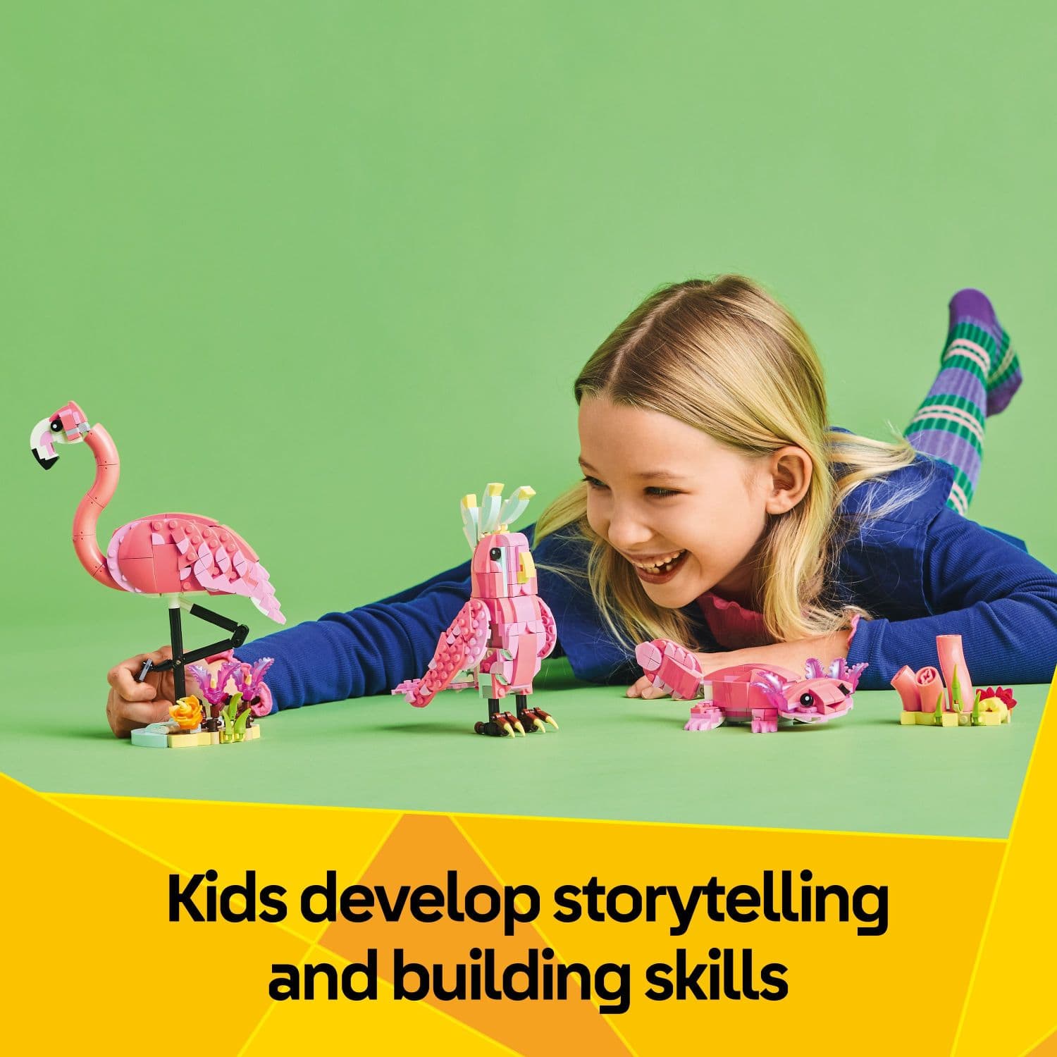 Kids develop storytelling and building skills.