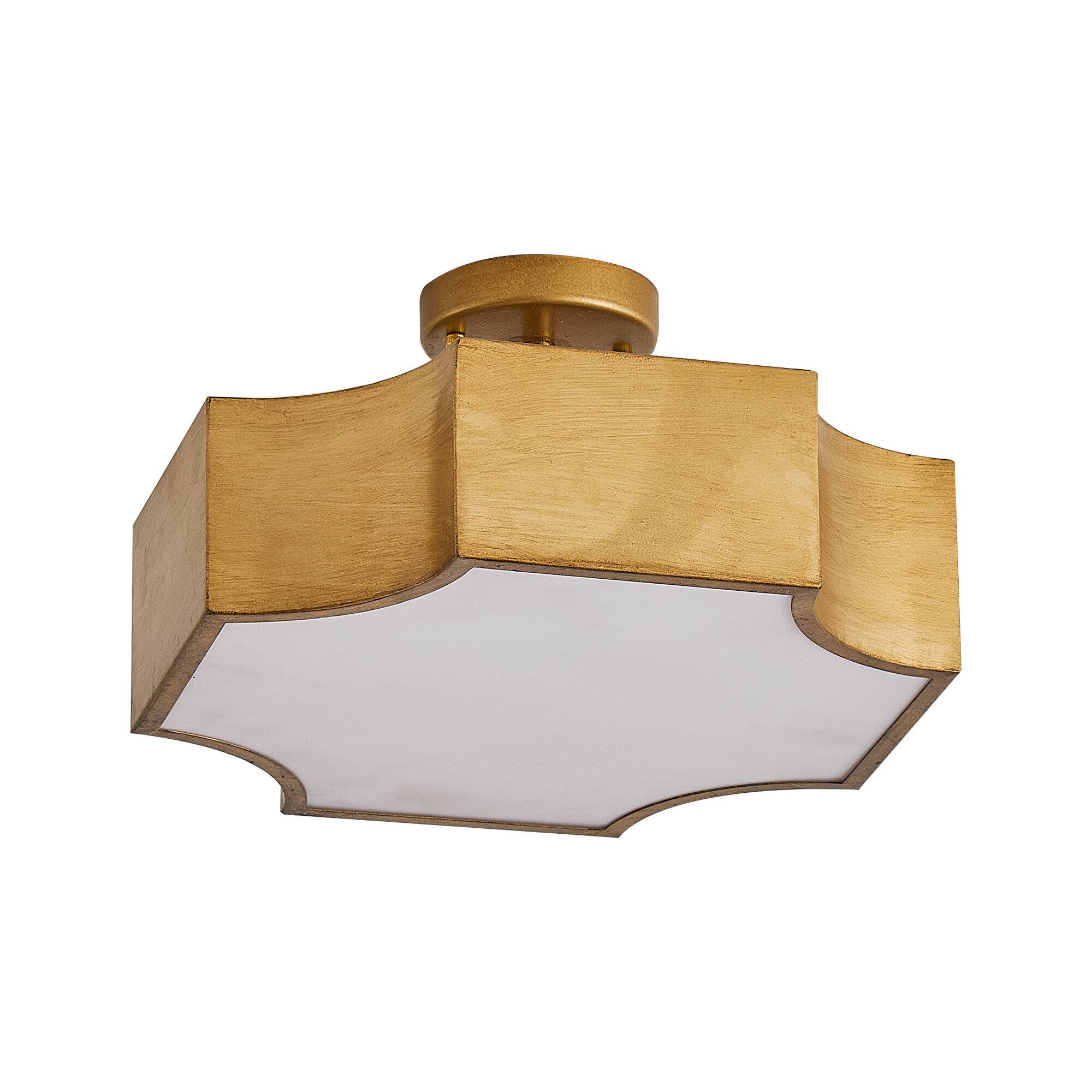 Alt View 2. Parrot Uncle - Gold Metal 3-Light Semi-Flush Mount Ceiling Light - Gold.