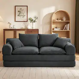Vipbear - 79.13" Convertible Sleeper Sofa Bed,5-in-1 Folding Boneless Futon Couch with Storage Pockets, 2-Seater Loveseat - Gray