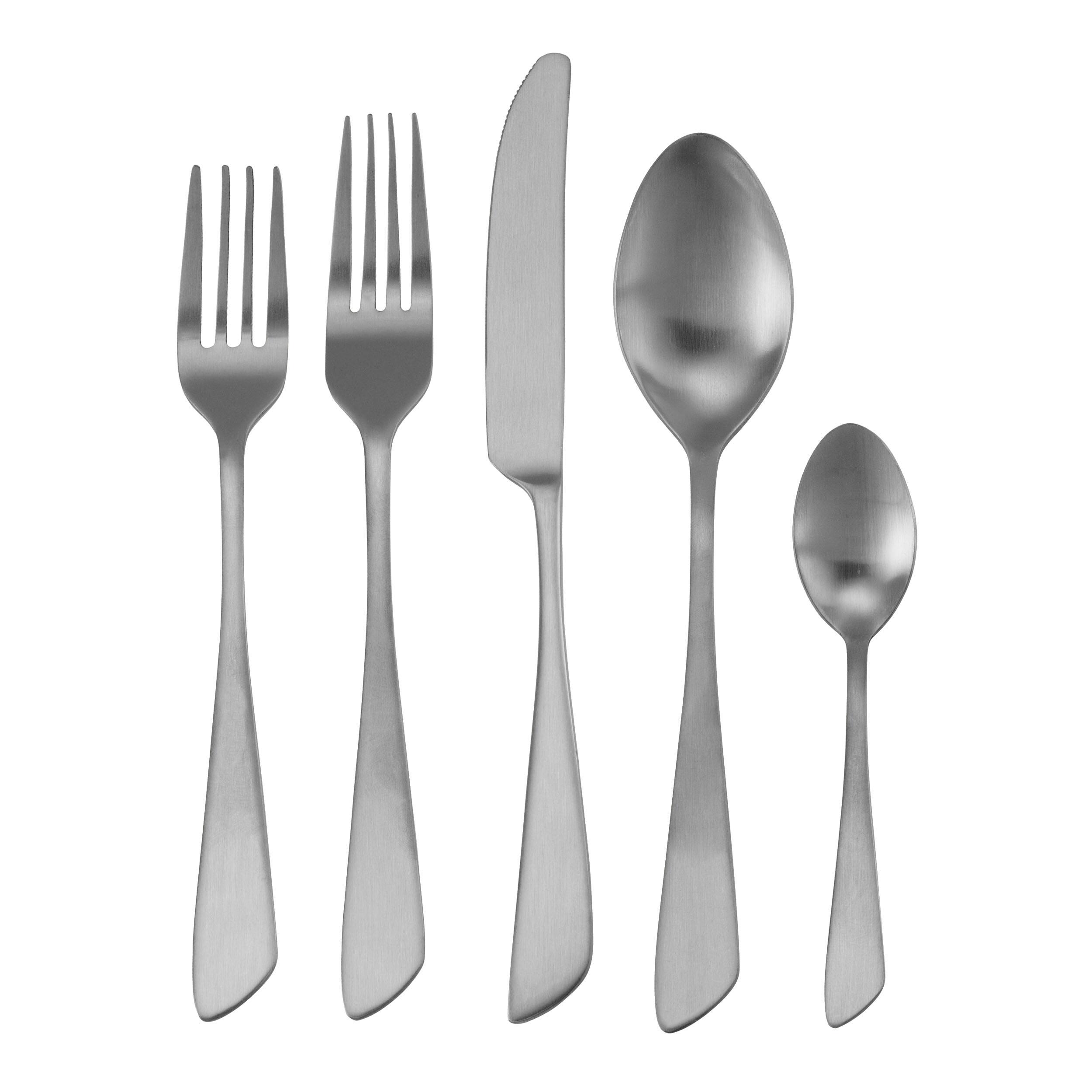 Alt View 1. MegaChef - MegaChef Gibbous 20 Piece Flatware Utensil Set, Stainless Steel Silverware Metal Service for 4 in Matte Silver - Silver.