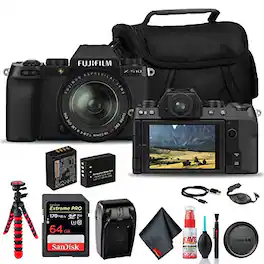 Fujifilm - X-S10 Mirrorless Digital Camera W/ 18-55mm Lens + Case + More