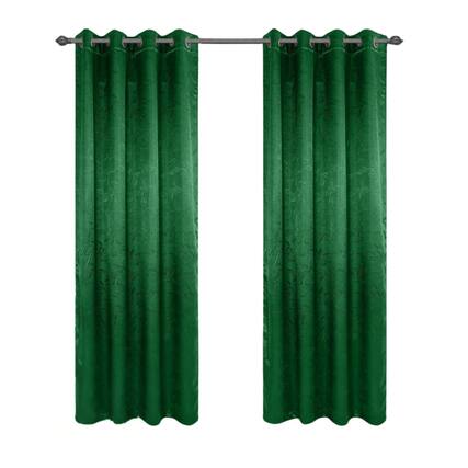 Front. Olivia Gray - Olivia Gray 100% Polyester 200 GSM Arlo Embossed Blackout Grommet Curtain Panel 54" x 84" Hunter Green - Hunter.