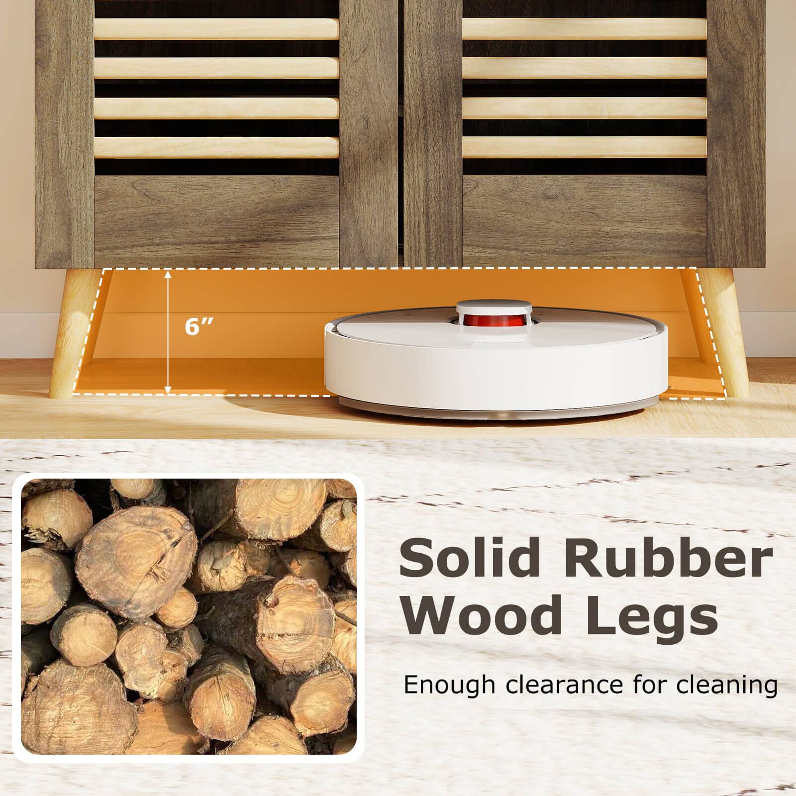 Solid Rubber Wood Legs  
Enough clearance for cleaning