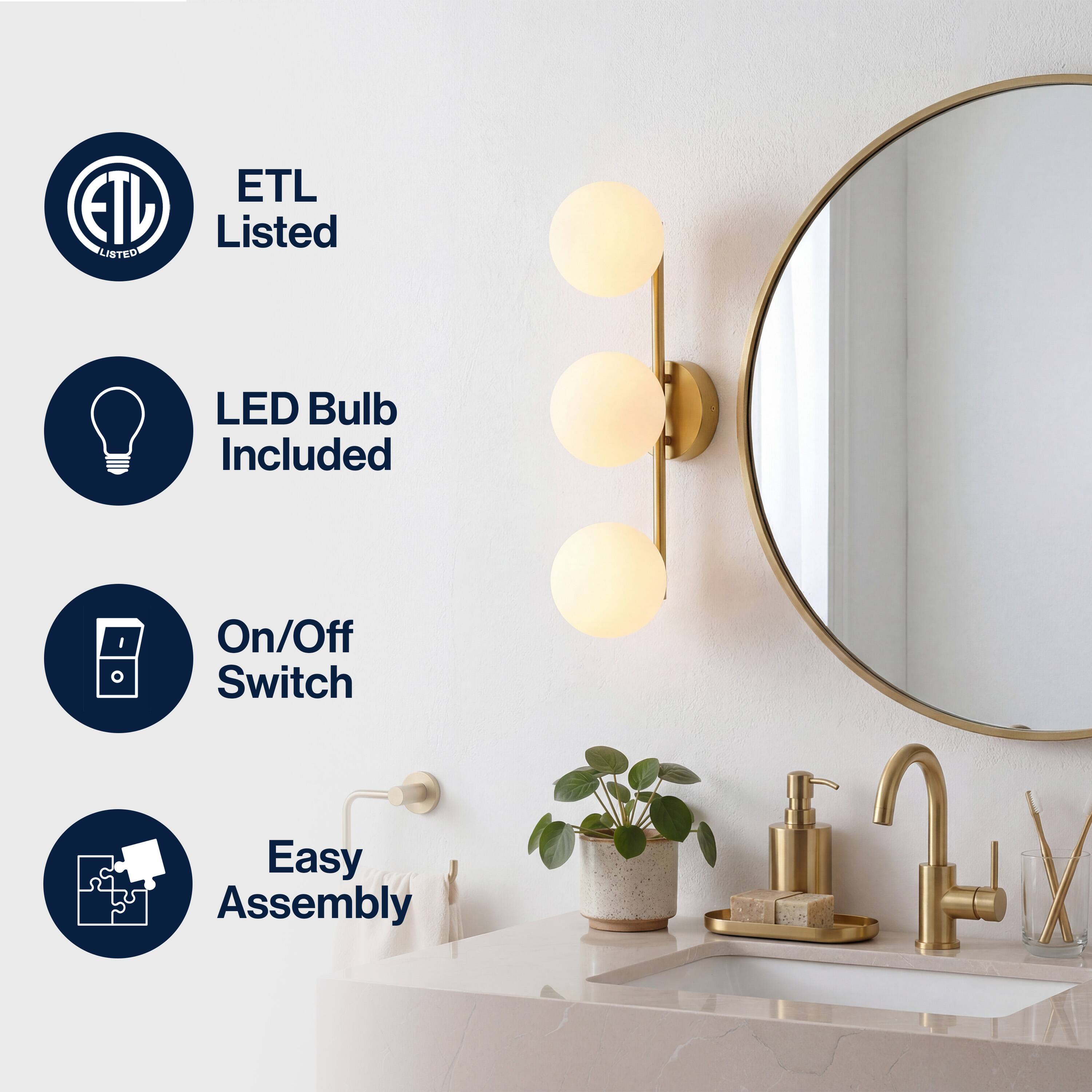 ETL Listed  
LED Bulb Included  
On/Off Switch  
Easy Assembly