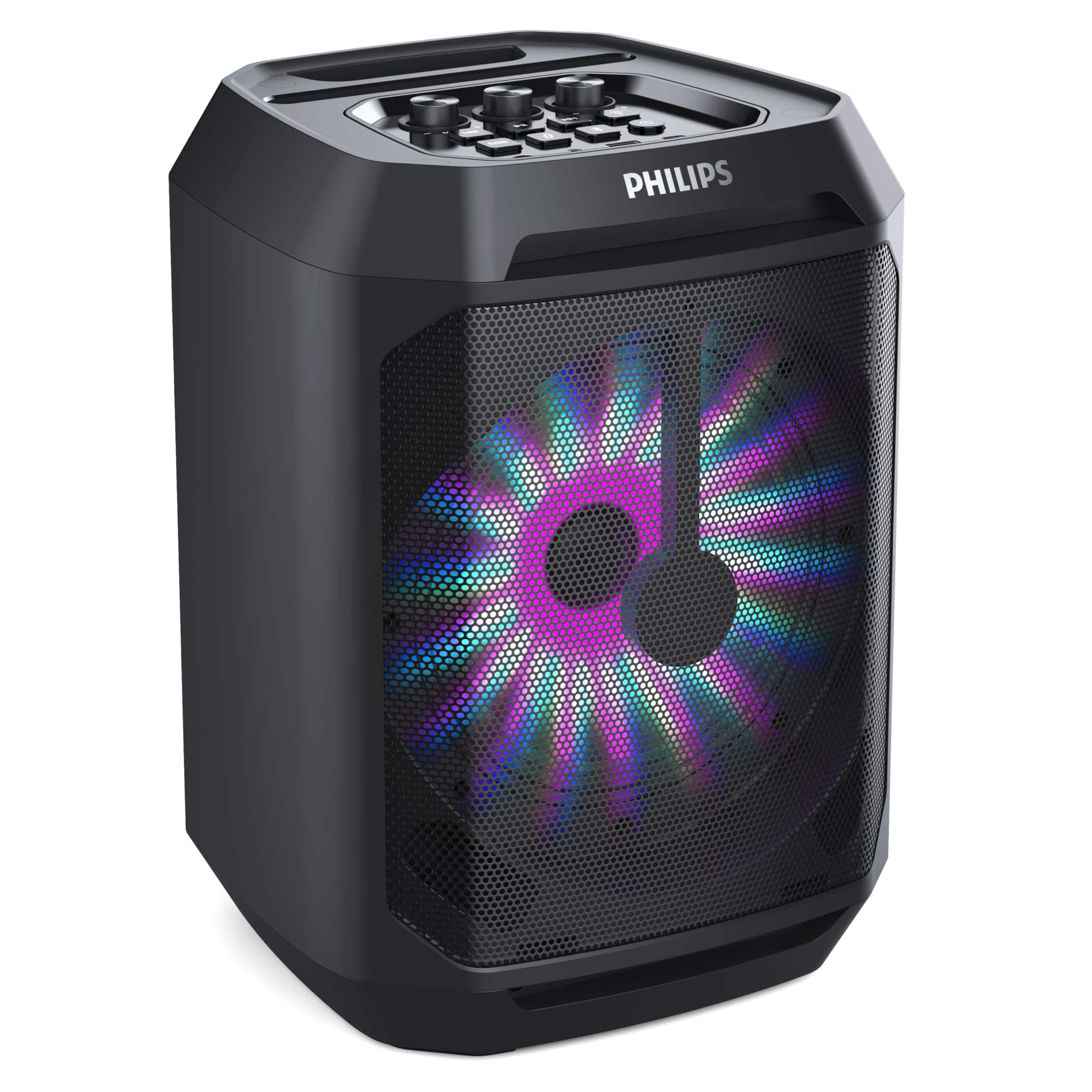 Philips - Party Speakers Bluetooth Wireless, Portable Bluetooth Party Speaker with Bass Boost, Lights, Mic Input – Karao - Black