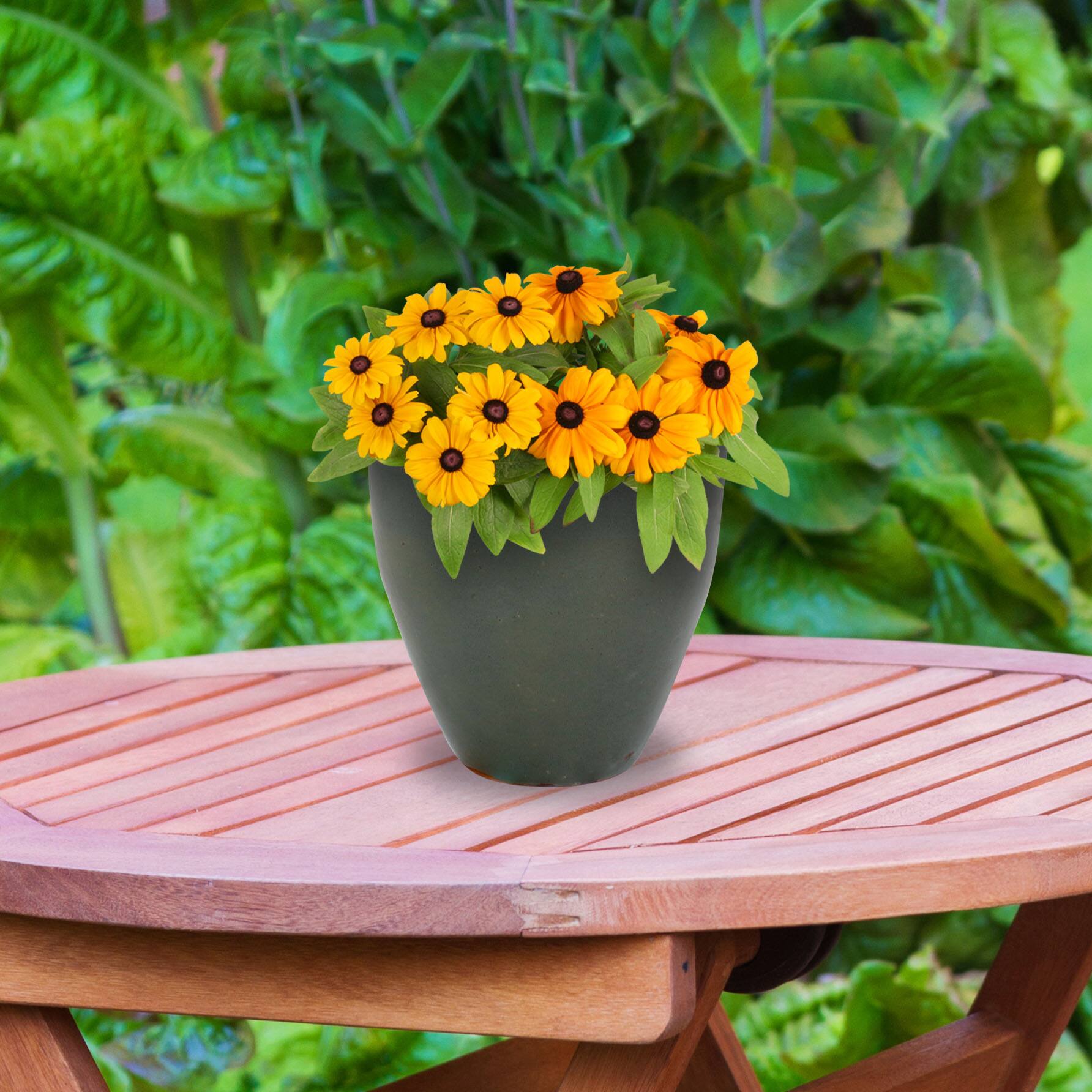 Alt View 8. Sunnydaze - 10 in Resort Glazed Ceramic Planter - Set of 2 - Gray.