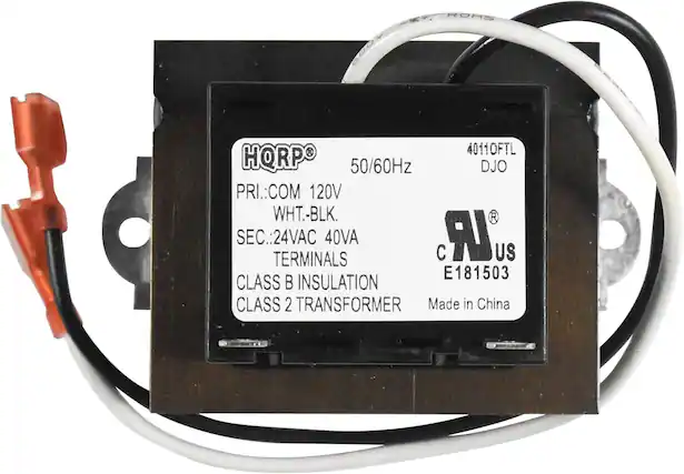 ROHS 40110FTL HQRP 50/60Hz DJO PRI.: COM 120V WHT.-BLK. SEC.: 24VAC 40VA TERMINALS CLASS B INSULATION CLASS 2 TRANSFORMER Made in China