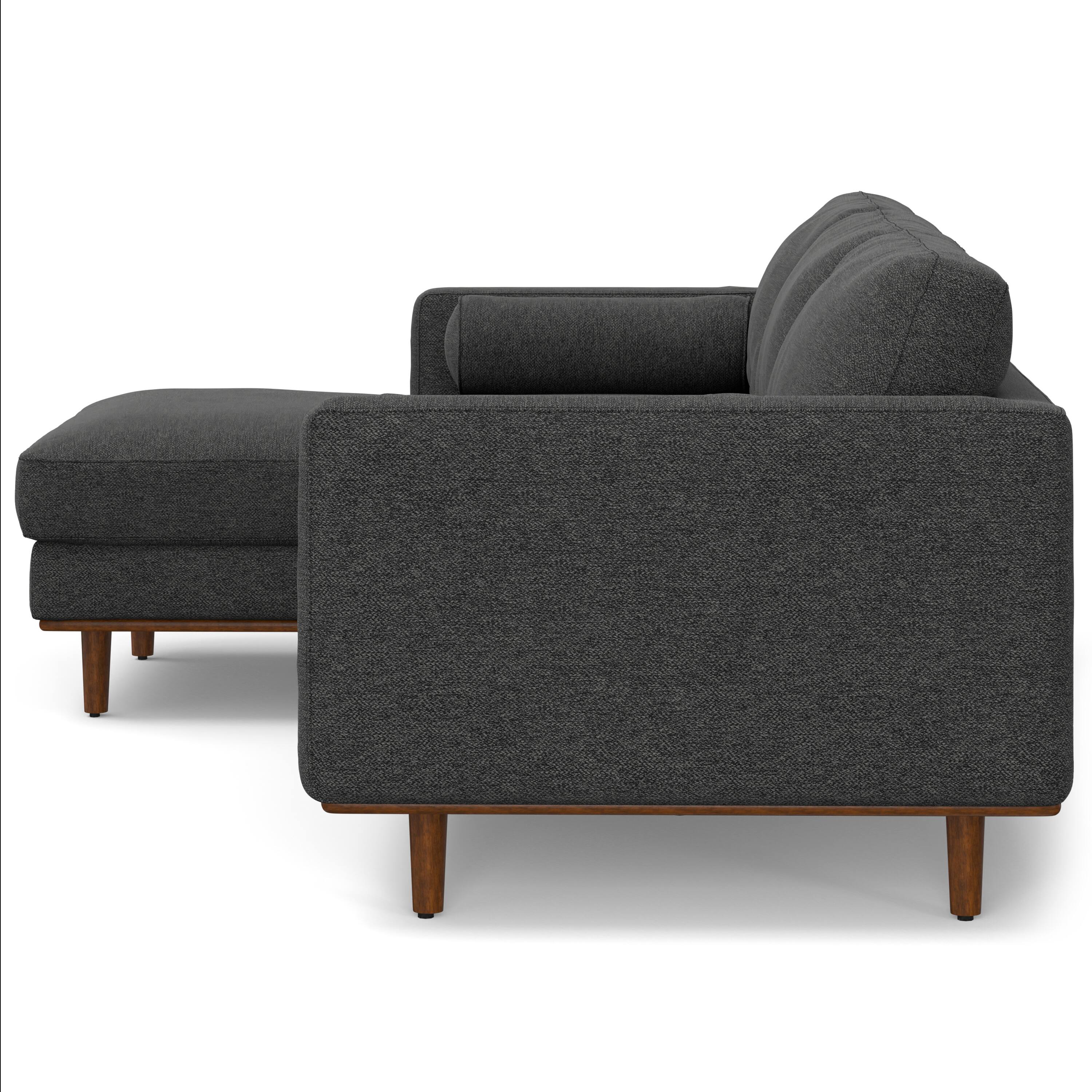 Back. Simpli Home - Morrison Mid Century Left Sectional 102 inch Wide Sofa Sectional in Charcoal Grey Woven-Blend Fabric - Charcoal Grey.