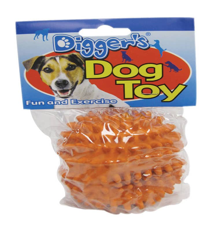 BOSS PET - Digger's Orange Latex Needle Ball Ball Dog Toy Medium 1 pk - Multicolored