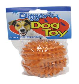 BOSS PET - Digger's Orange Latex Needle Ball Ball Dog Toy Medium 1 pk - Multicolored