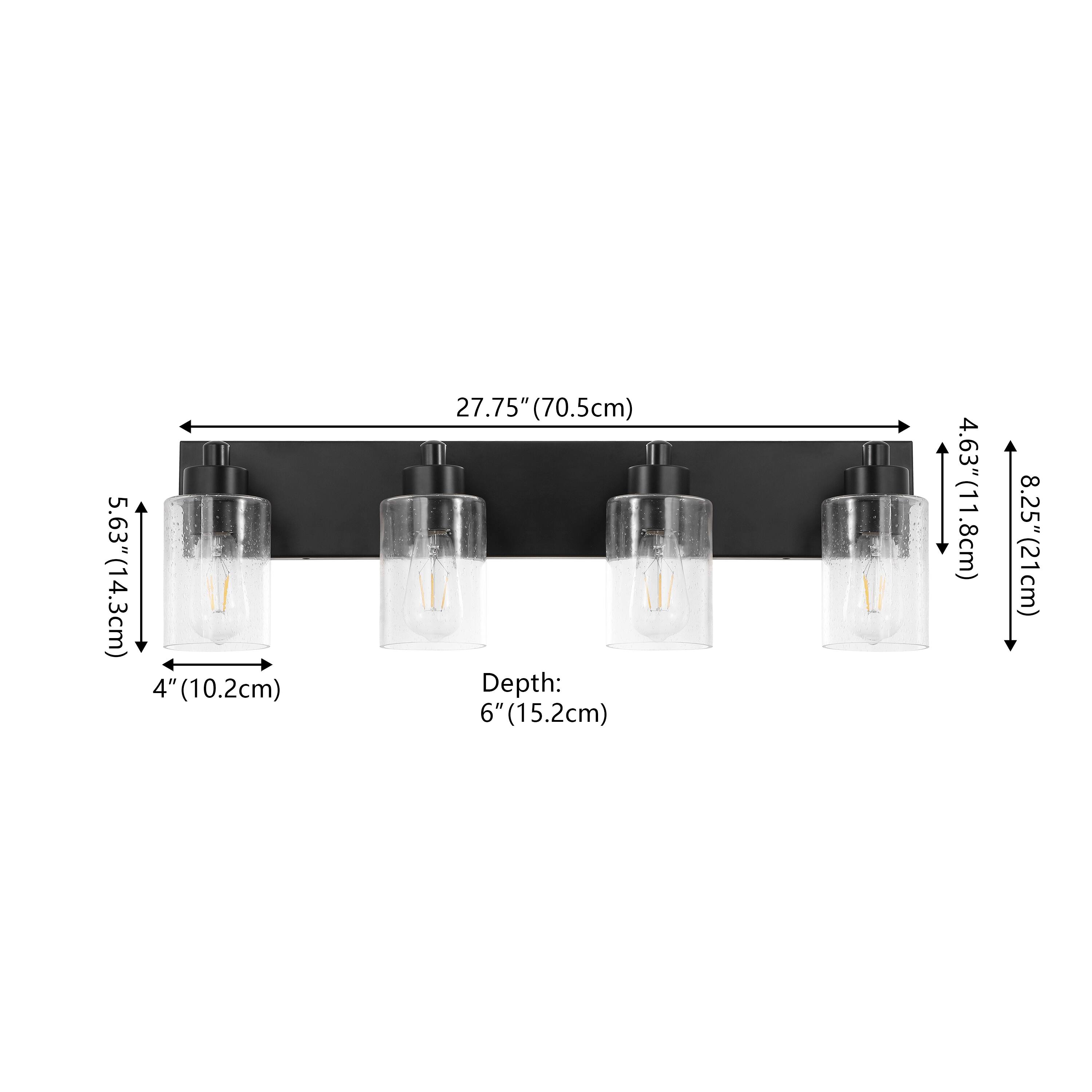 5.63" (14.3cm)  
4" (10.2cm)  
27.75" (70.5cm)  
Depth: 6" (15.2cm)  
4.63" (11.8cm)  
8.25" (21cm)