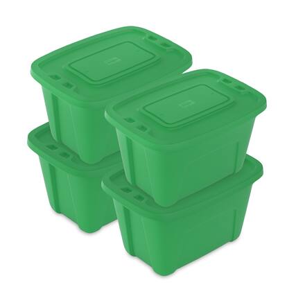 Front. SIMPLYKLEEN - SIMPLYKLEEN 4 Pack 18 Gallon Christmas Storage Bins with Lids Stackable Totes Rugged Tubs Garage Organization.