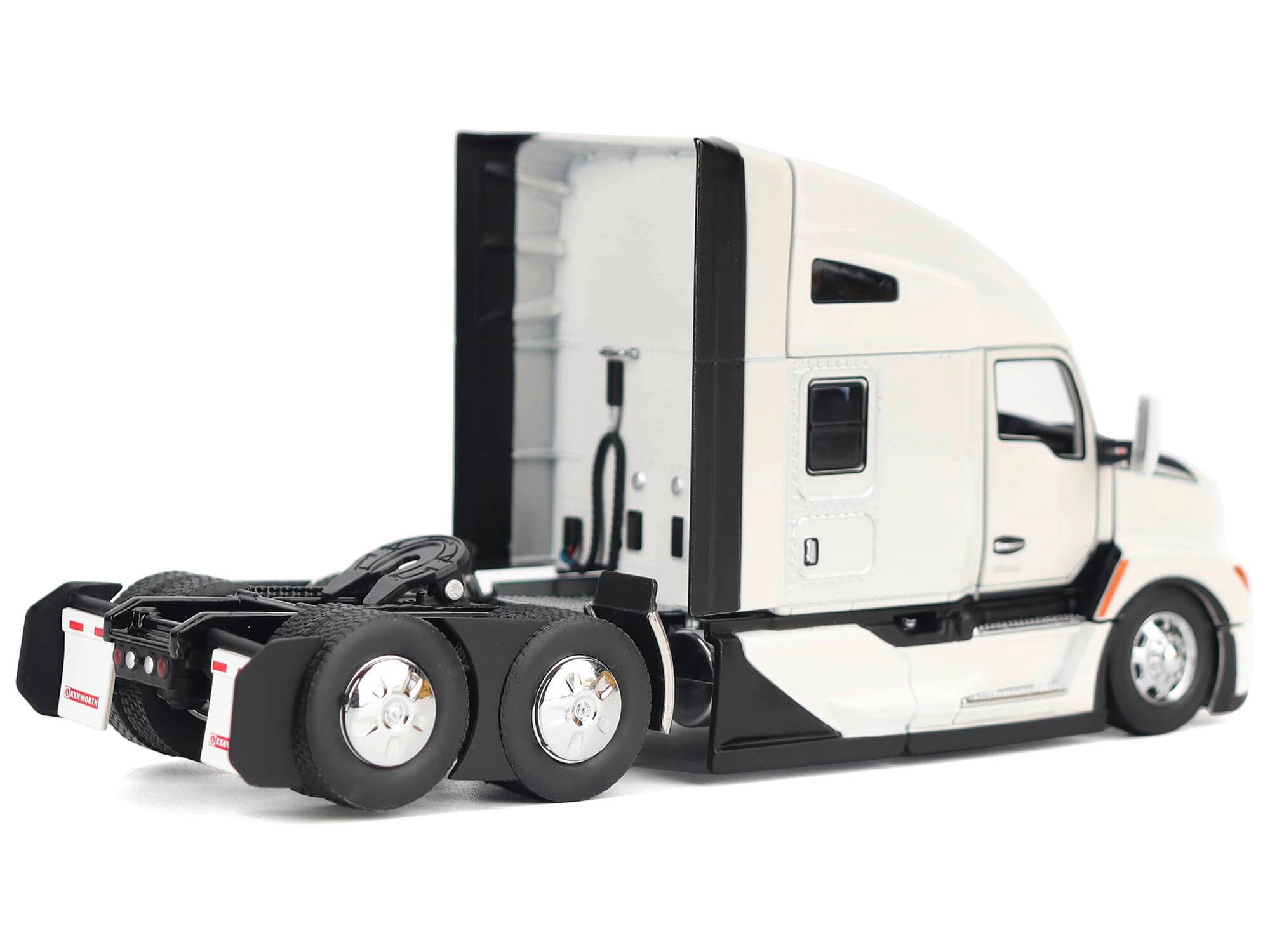 Back. Diecast Masters - Kenworth T680 Truck Tractor Pearl White "Transport Series" 1/50 Diecast Model by Diecast Masters - White.