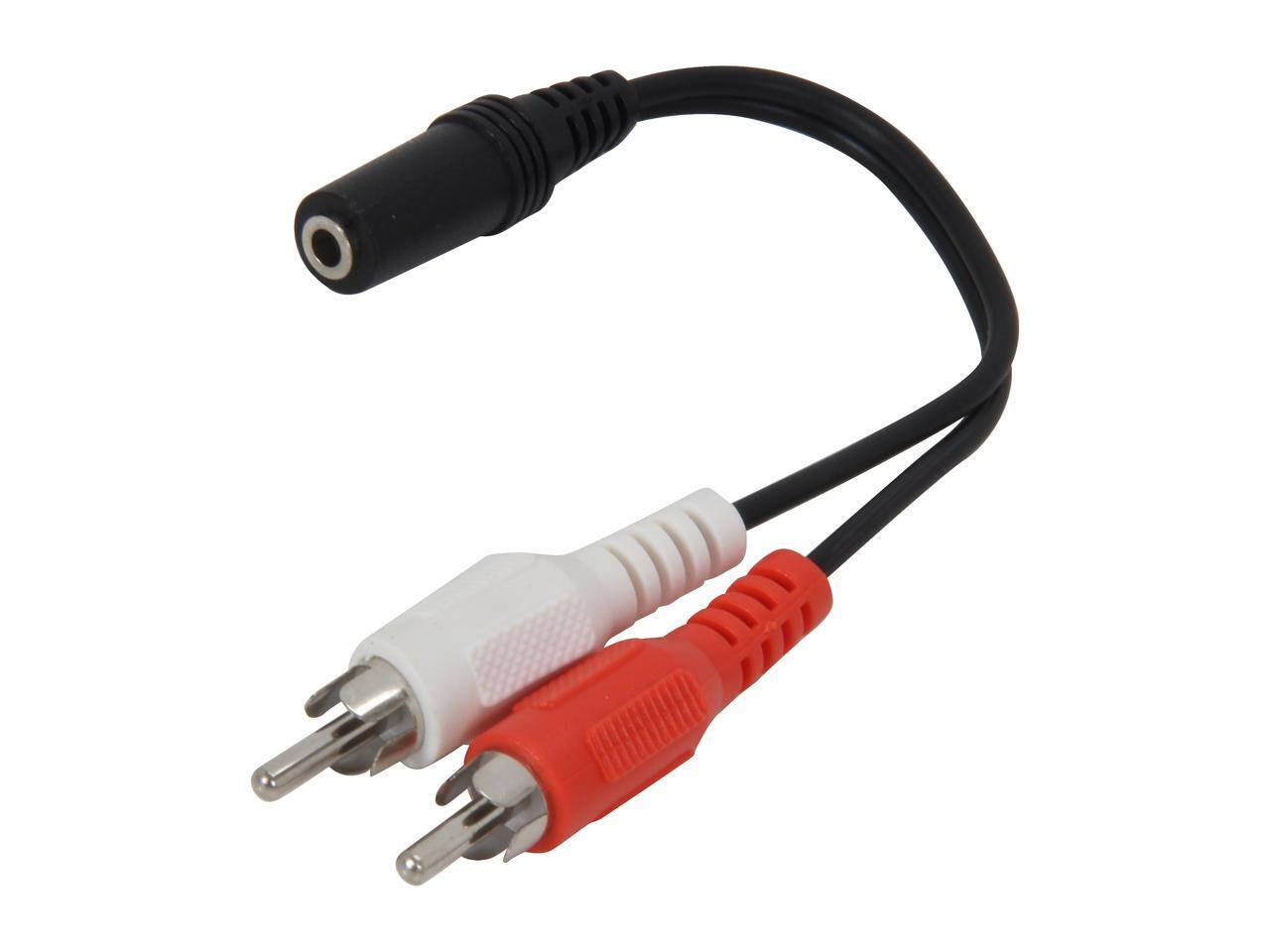 Alt View 1. Cables to Go - C2G 40424 Value Series One 3.5mm Stereo Female to Two RCA Stereo Male Y-Cable, Black (6 Inch).