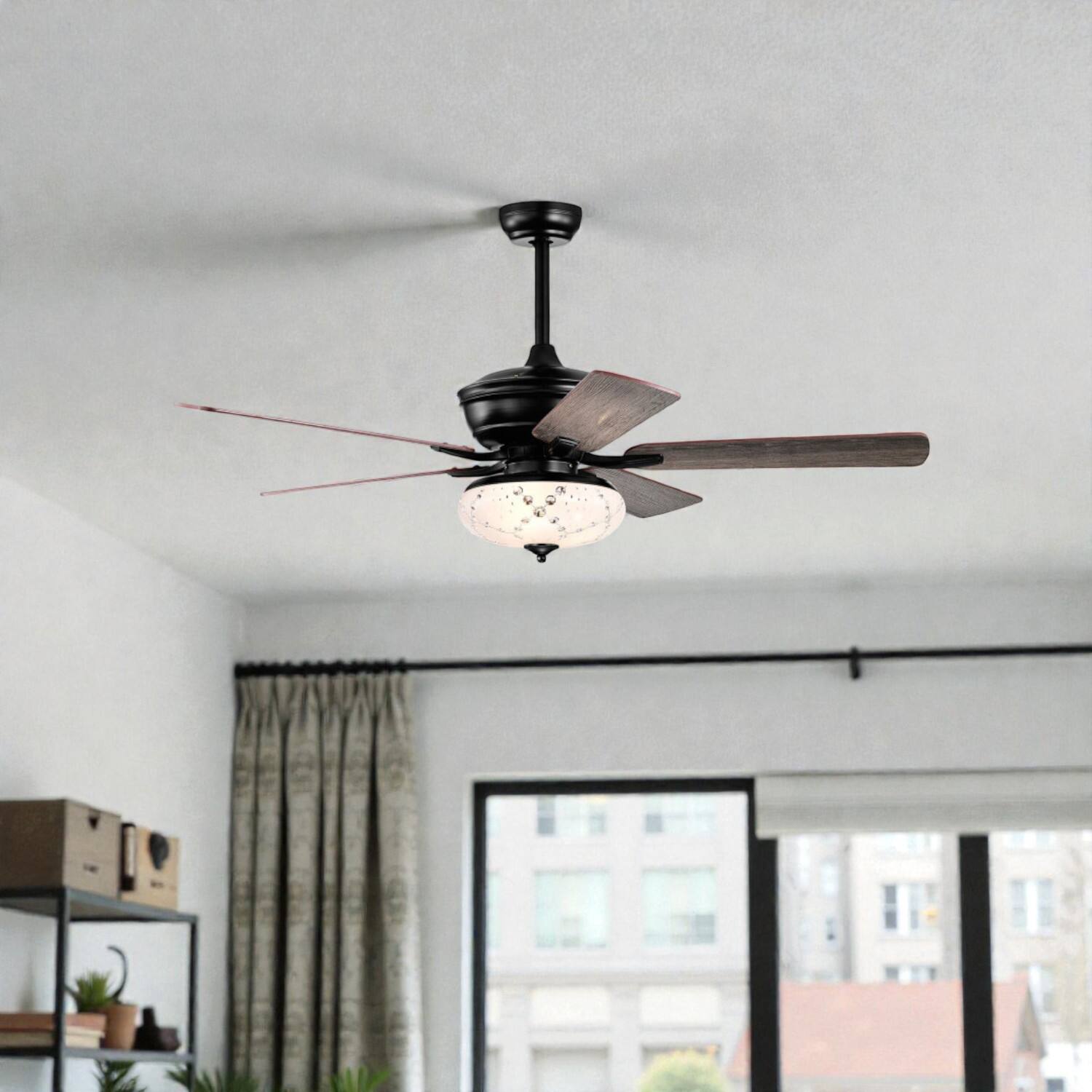 Front. BreeBe - Contemporary 52-Inch Ceiling Fan with Variable Speeds and Reversible Blades - Gray.