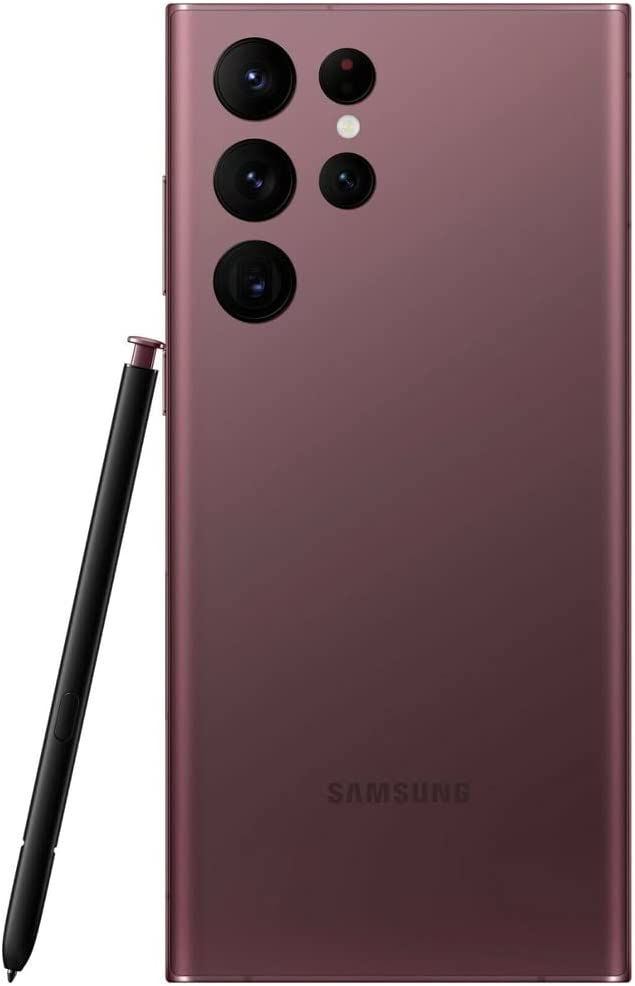Left. Samsung - Galaxy S22 Ultra 5G S908U (Fully Unlocked) 128GB - Burgundy.