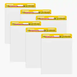 Post-it - Super Sticky Wall Easel Pad, 25" x 30", Lined, 30 Sheets/Pad, 6 Pads/Pack - White