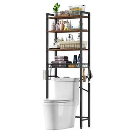 Hivvago - Over the Toilet Storage Freestanding Industrial Metal Wood Shelving Unit - Brown